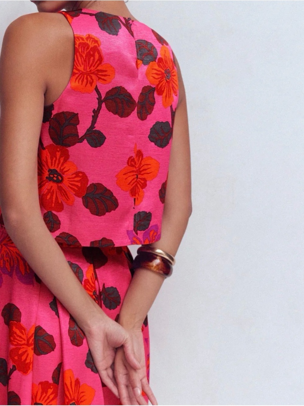 Boden Pink Floral Sleeveless Top & Skirt set - Picture 2 of 7
